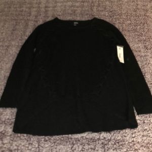 Black sweater with decorative stitching